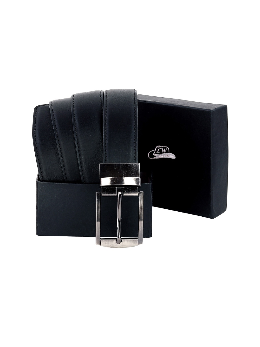 

Leather World Men Black Leather Formal Belt