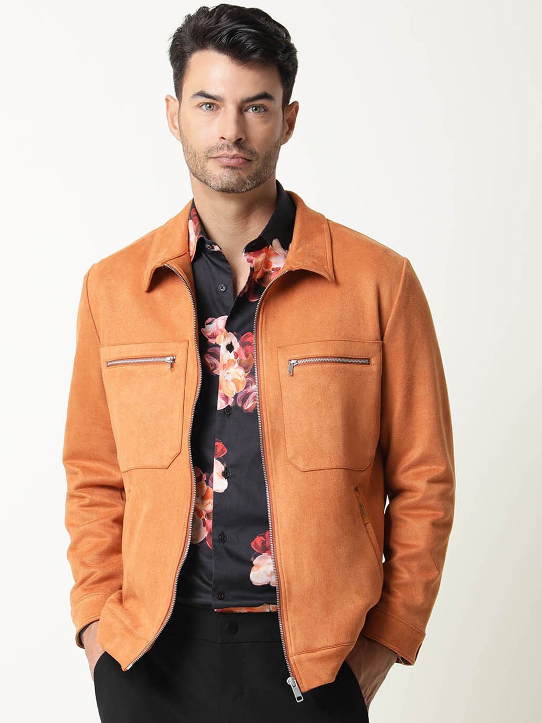 

RARE RABBIT Men Bax Slim Fit Jacket, Orange