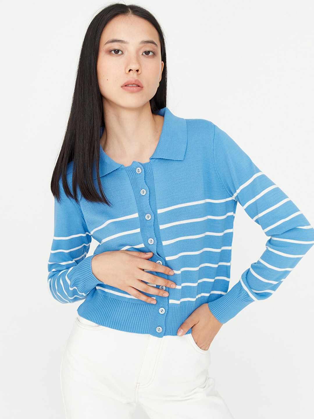 

Trendyol Blue Striped Shirt Style Top