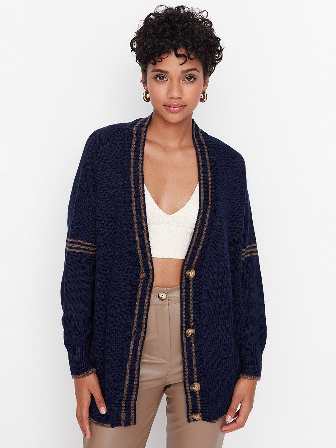 

Trendyol Women Navy Blue Longline Cardigan