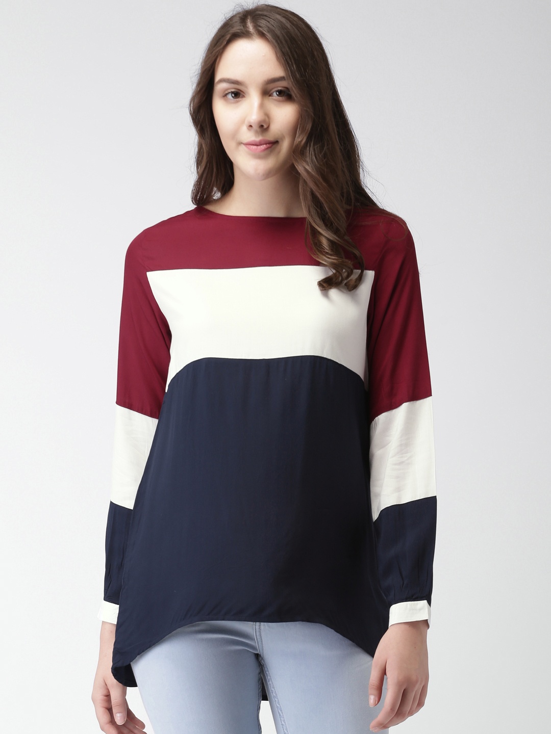 

Harvard Women Navy & White Colourblocked Top, Navy blue