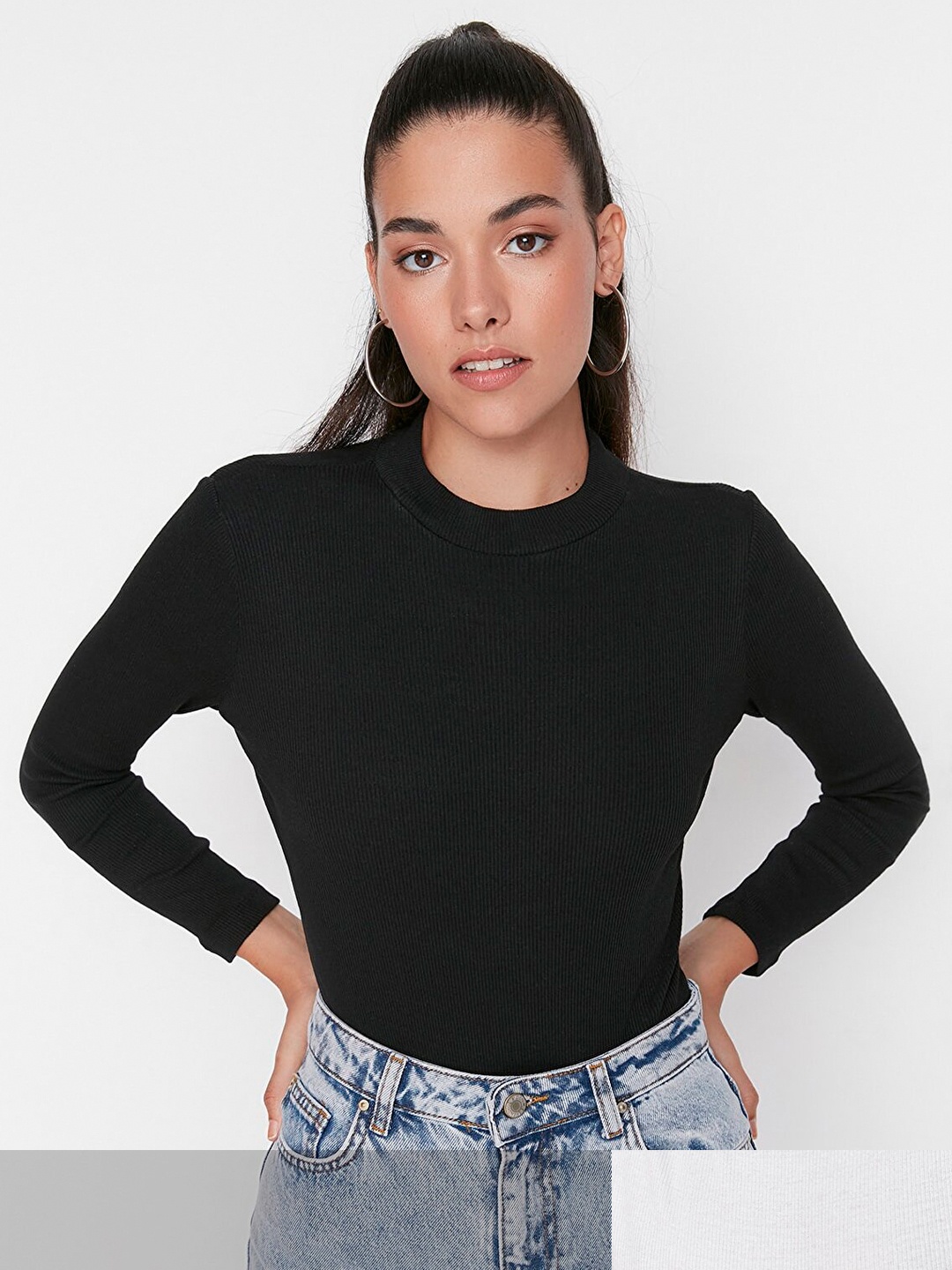 

Trendyol Pack Of 2 Black & White Solid Bodysuit