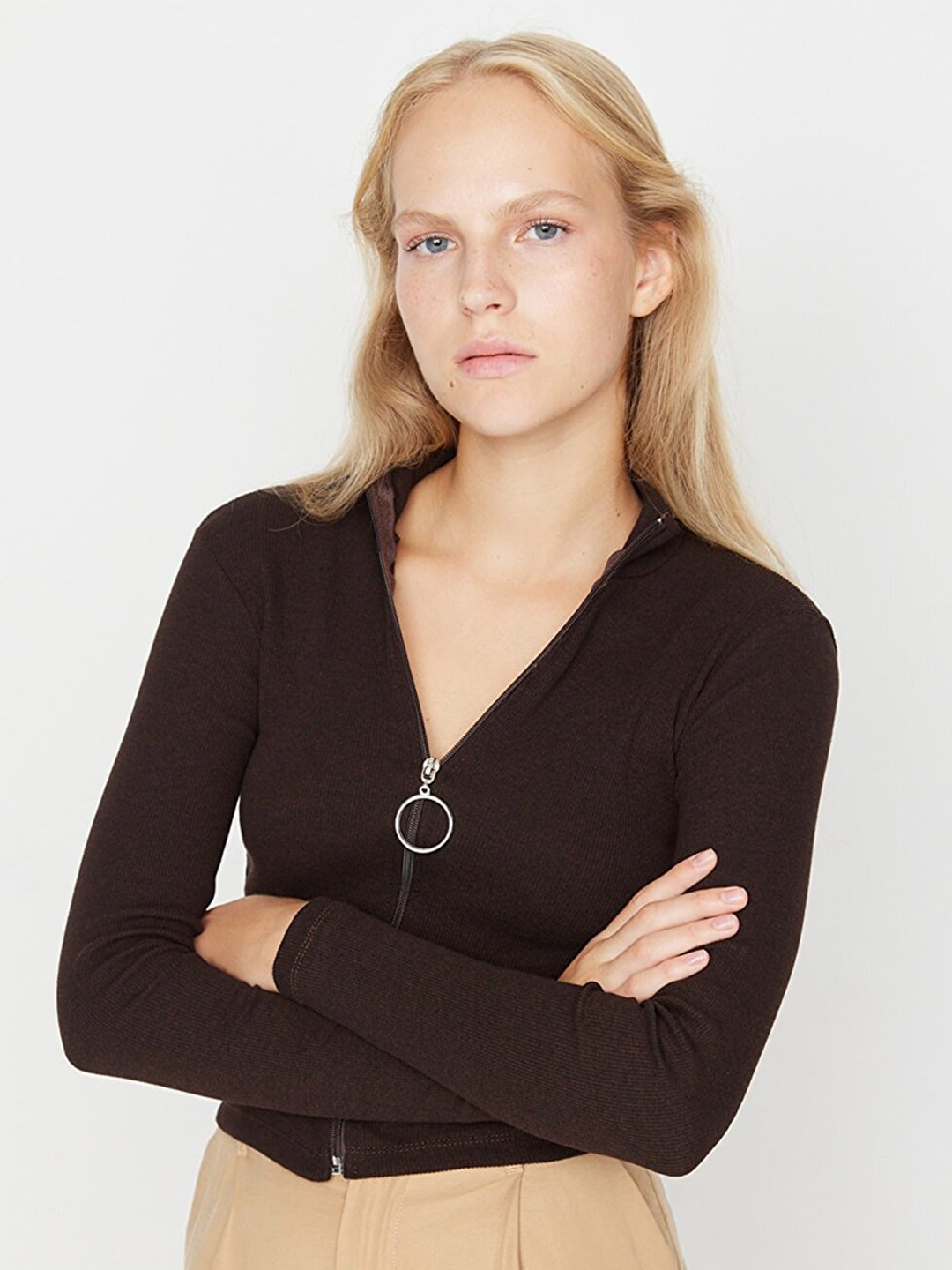 

Trendyol Women Brown Wrap Top