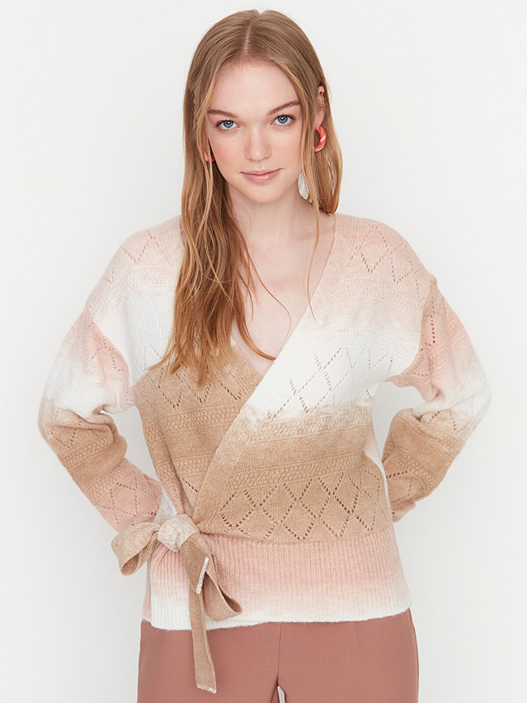 

Trendyol Camel Brown Wrap Top