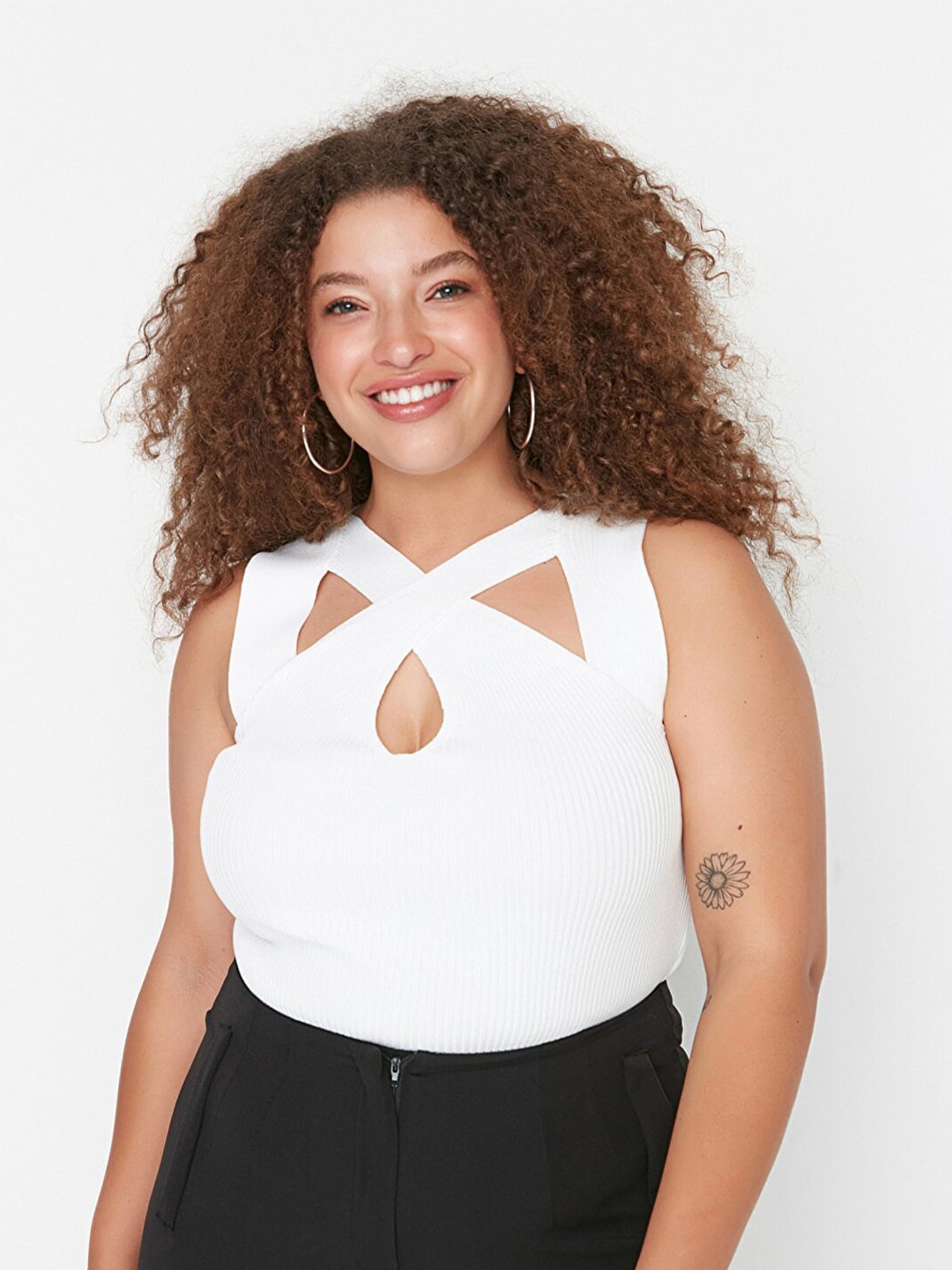 

Trendyol Women Off White Solid Top