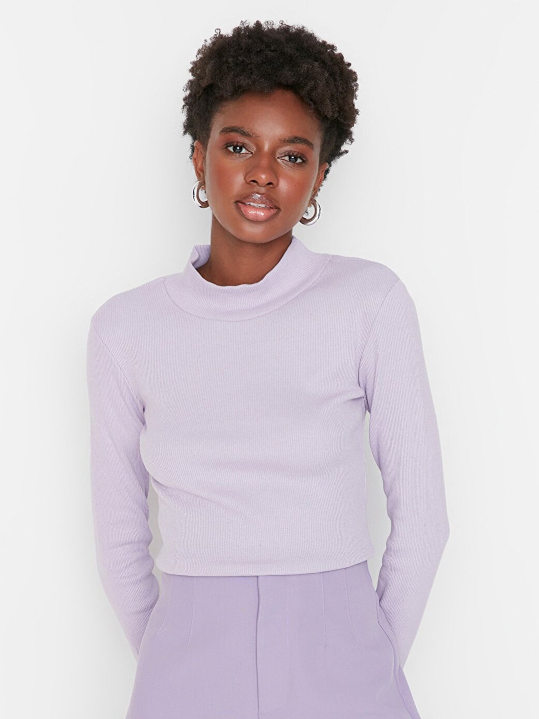 

Trendyol Long Sleeves Crop Top, Lavender