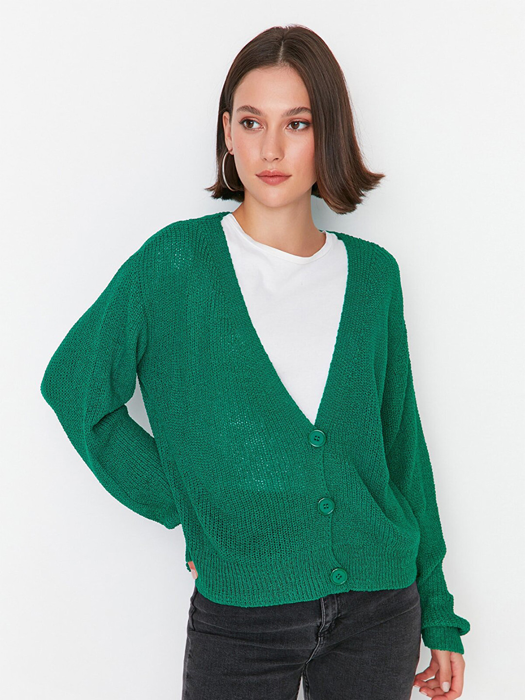 

Trendyol Women Green Solid Cardigan