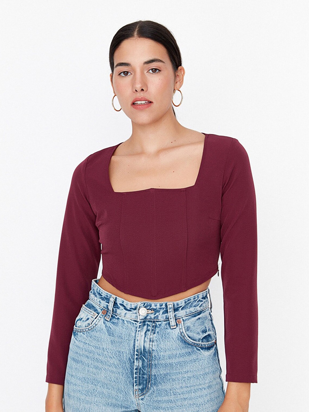 

Trendyol Women Maroon Crop Top