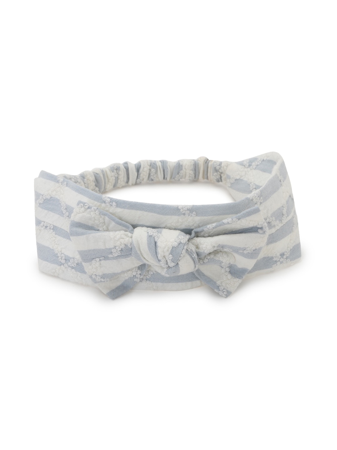 

FOREVER 21 Women Cream-Coloured & Blue Embroidered Pure Cotton Hairband
