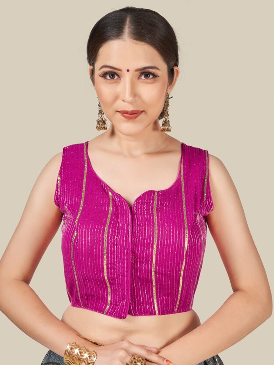 

HIMRISE Women Pink Sequinned Saree Blouse