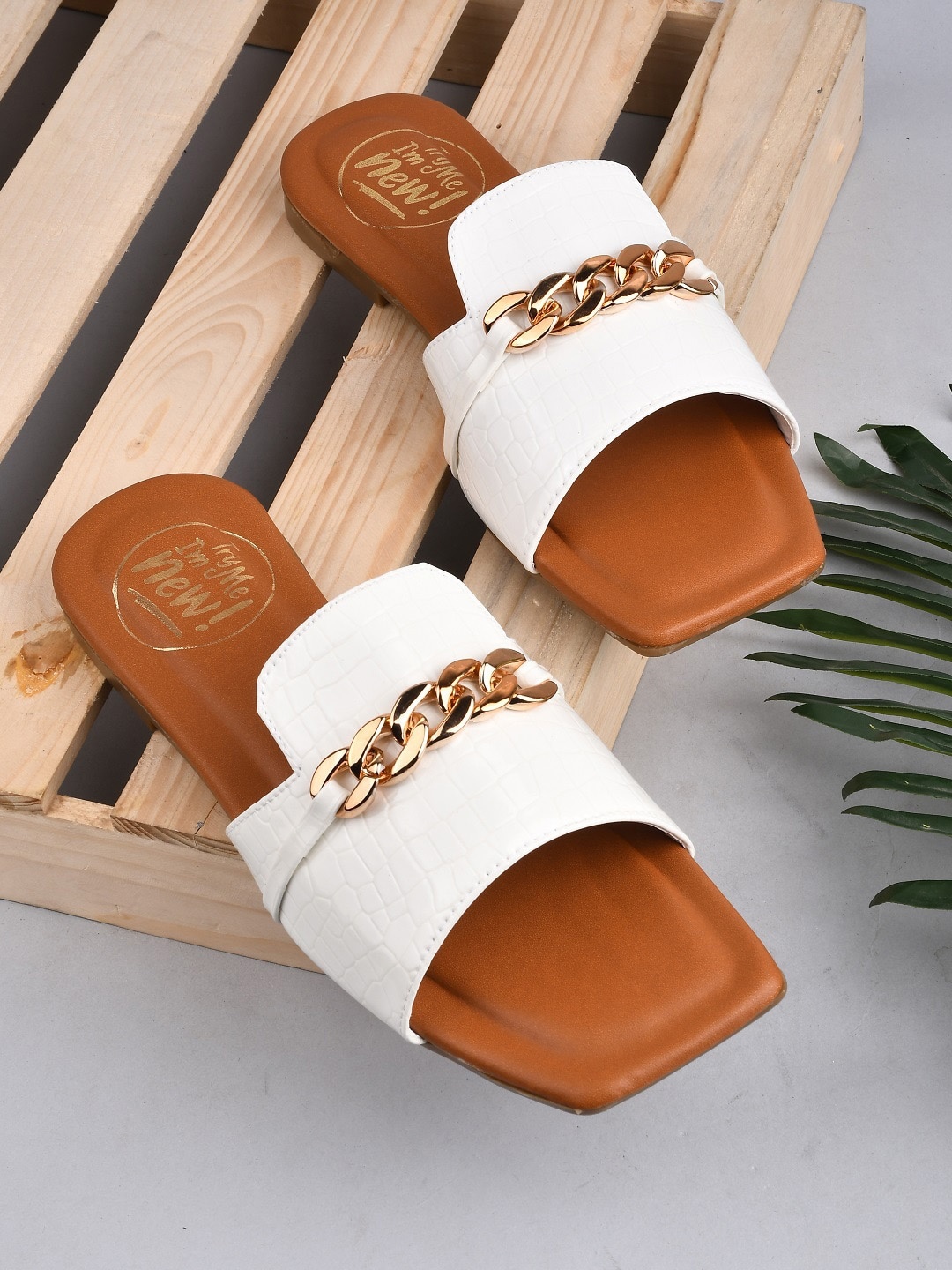 

Try Me Women White Open Toe Flats