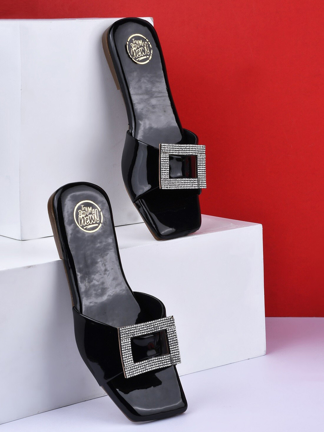 

Try Me Women Black Open Toe Flats