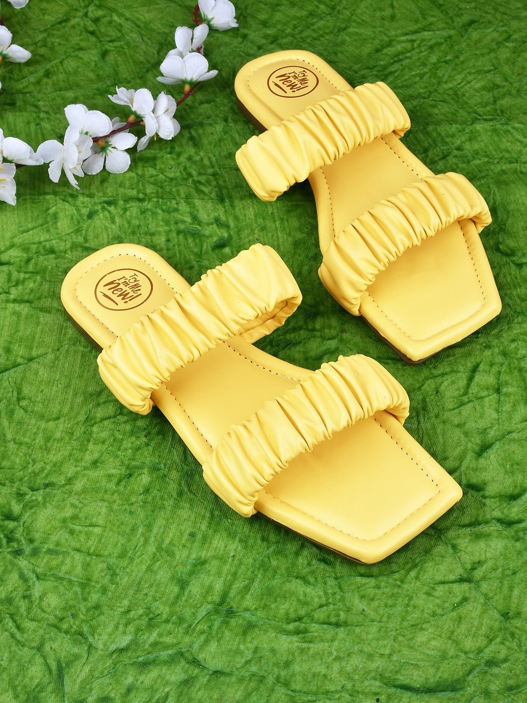 

Try Me Women Yellow Textured Open Toe Flats