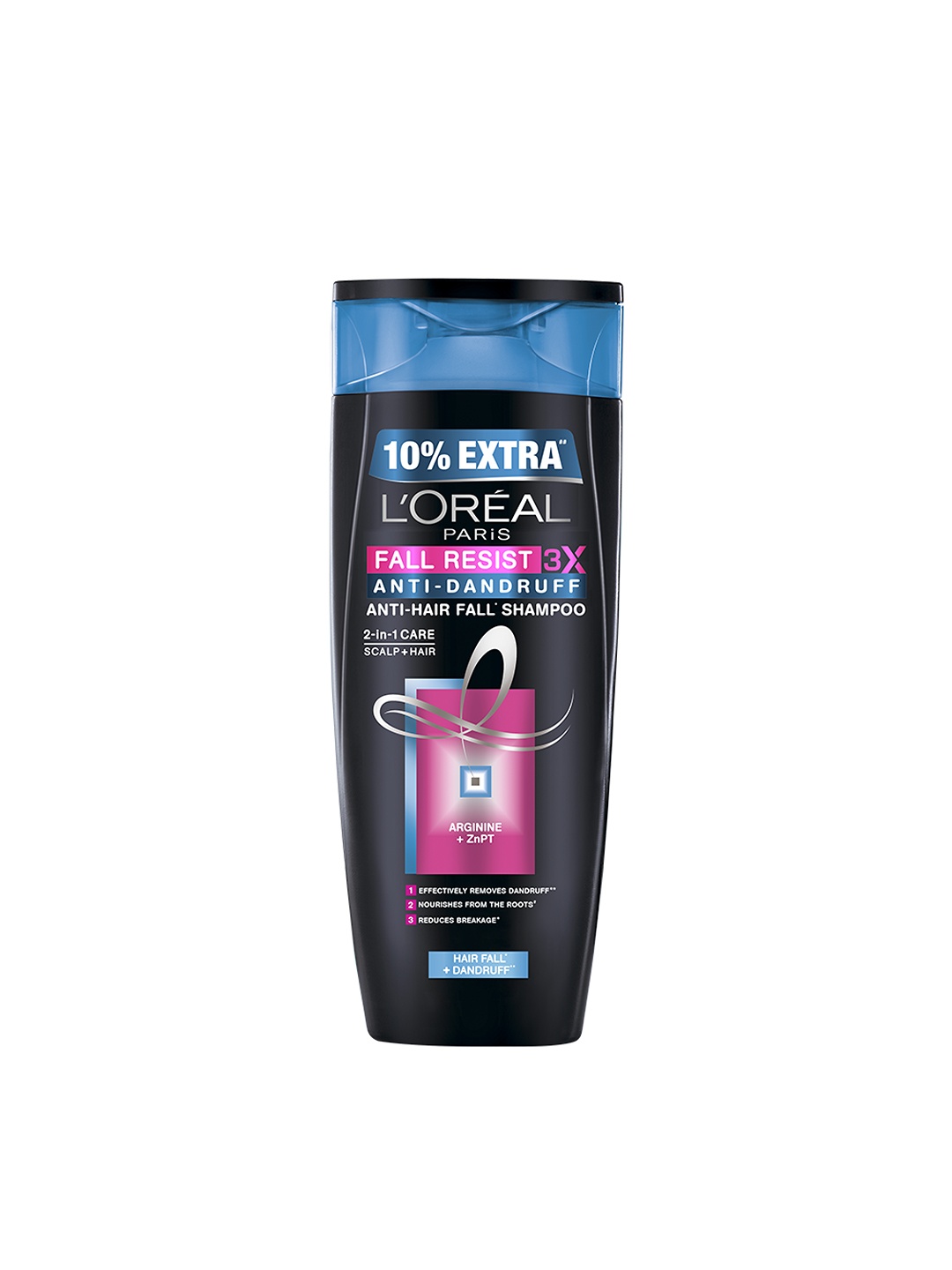 

LOreal Paris Fall Resist 3X Anti-Dandruff Anti-Hair Fall Shampoo with Arginine - 192.5ml, Black