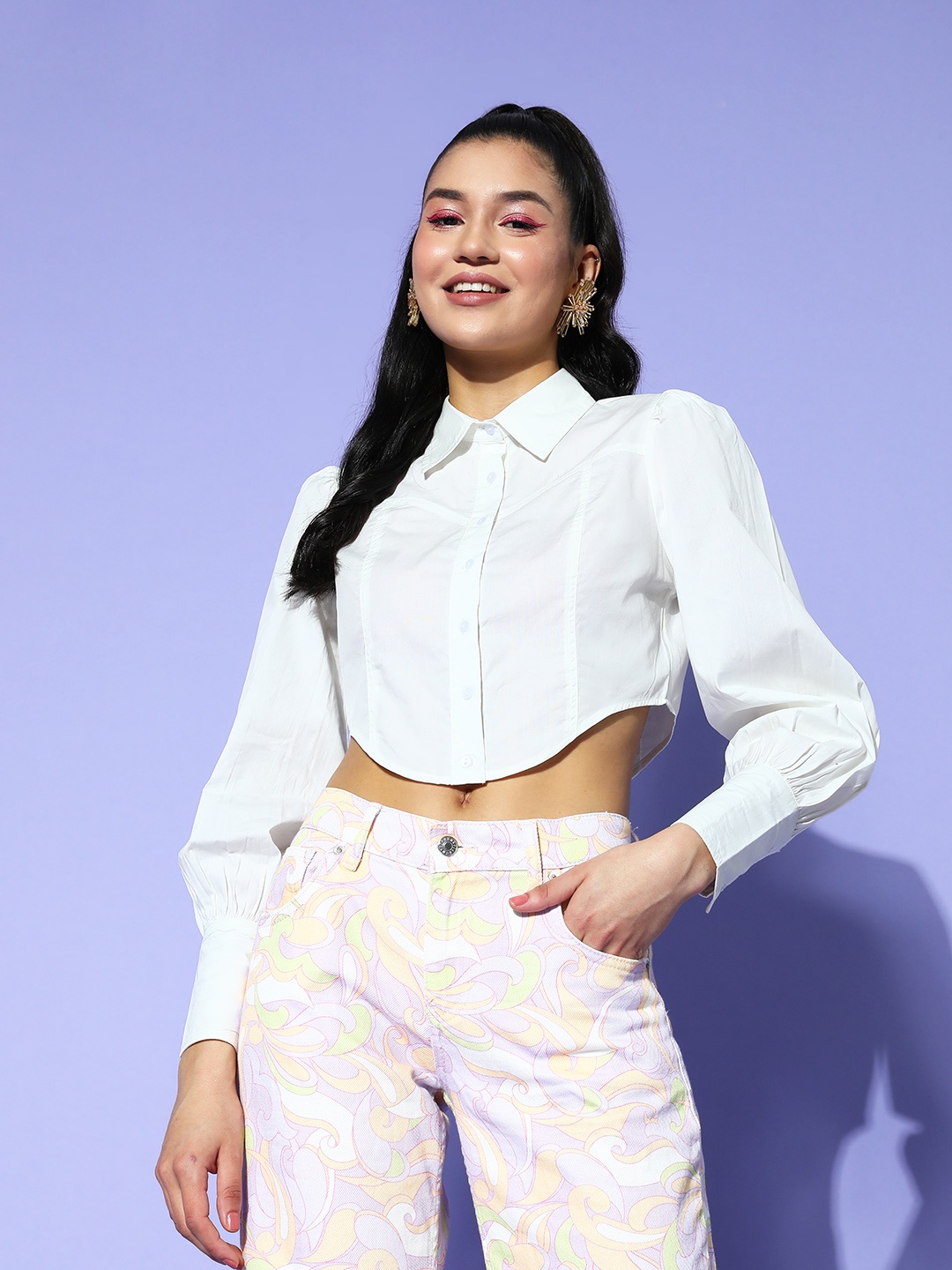 

The Roadster Lifestyle Co. Bright White Corset Club Cropped Shirt