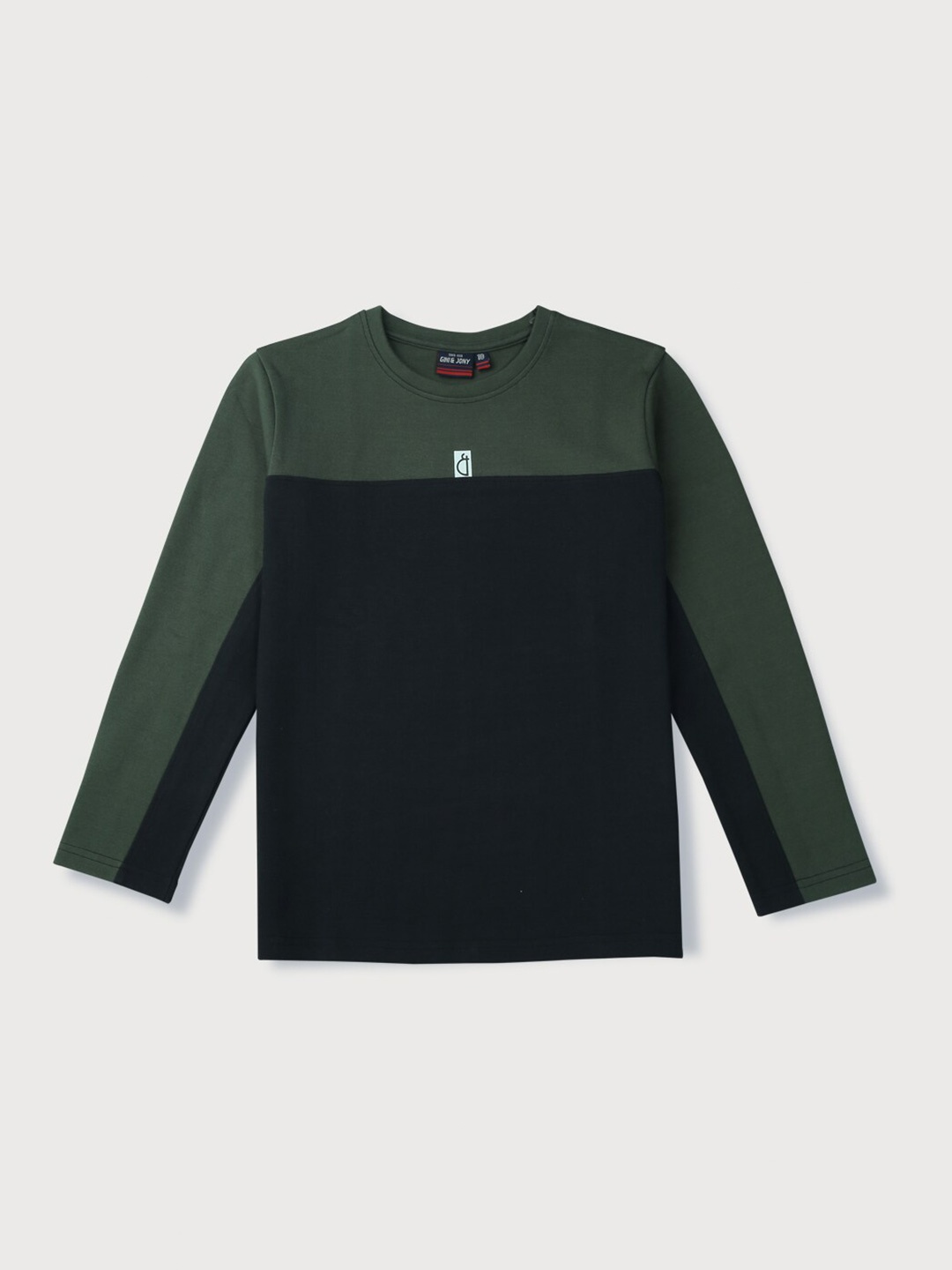 

Gini and Jony Boys Green & Black Colourblocked Cotton T-shirt