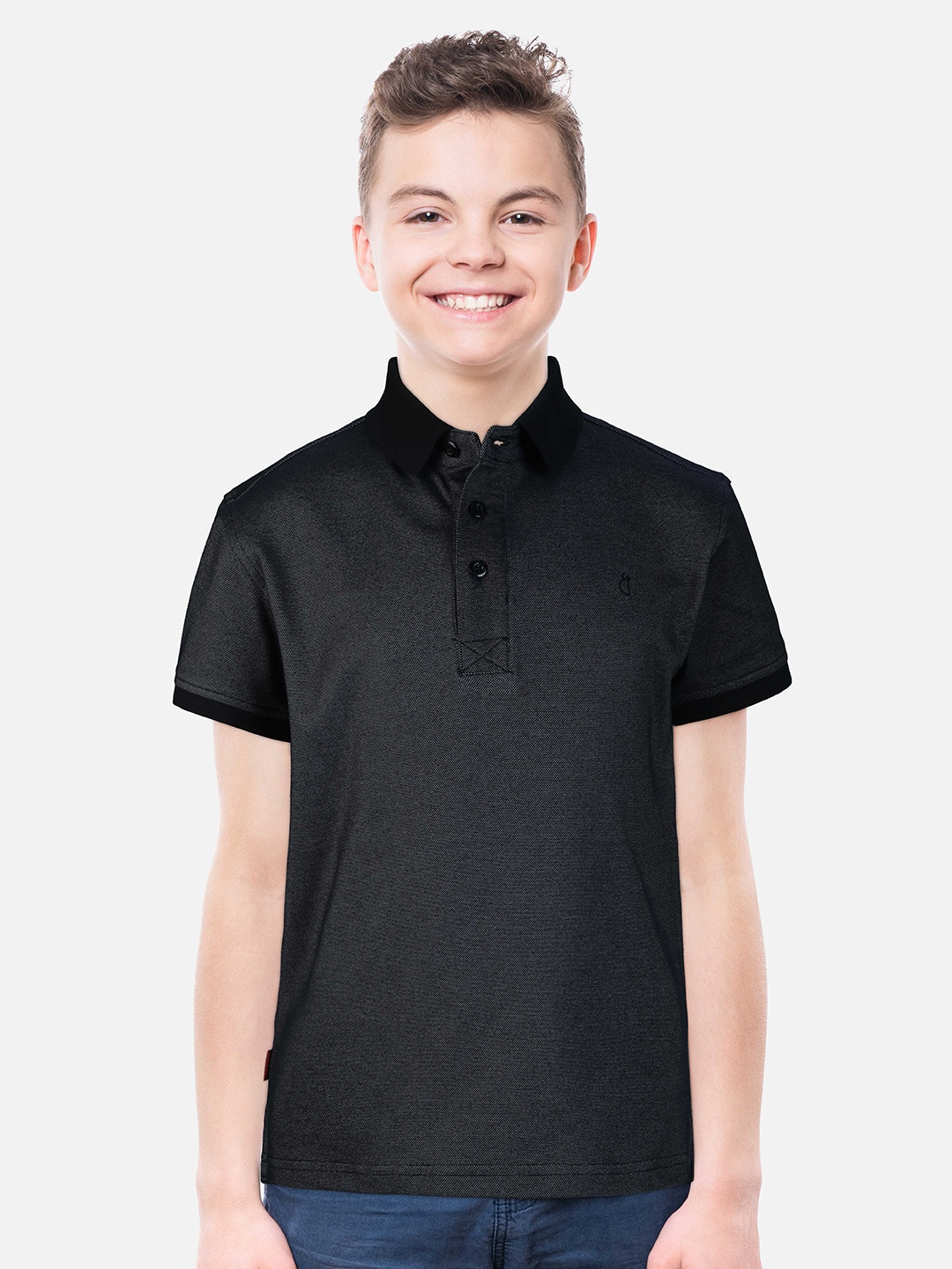 

Gini and Jony Boys Grey & Black Polo Collar T-shirt