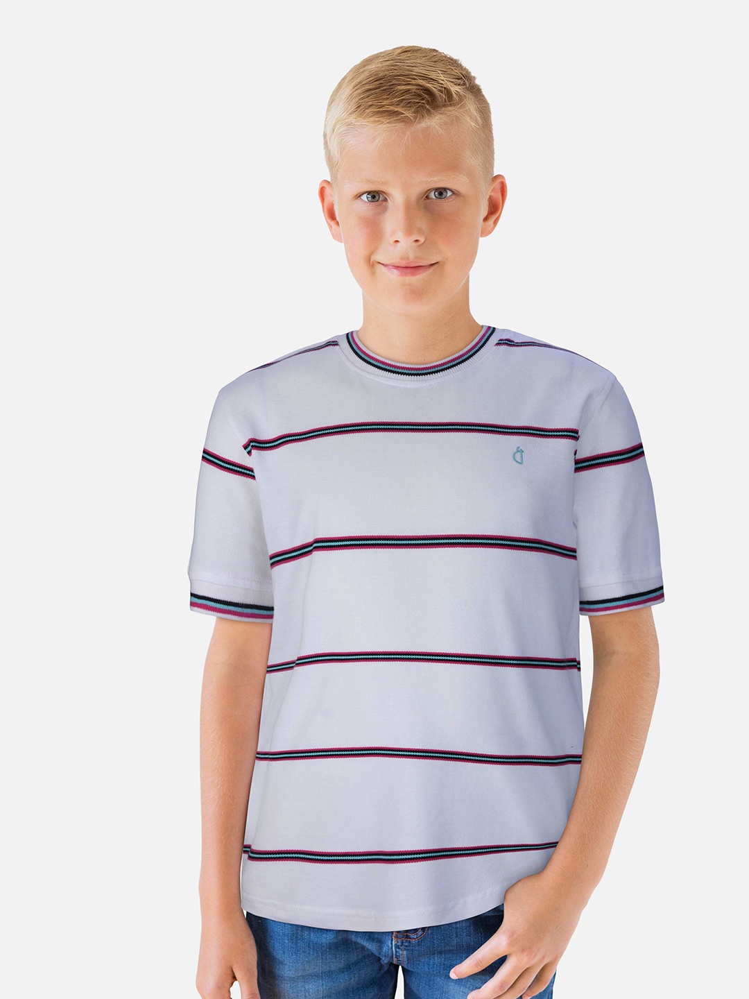 

Gini and Jony Boys White Striped T-shirt