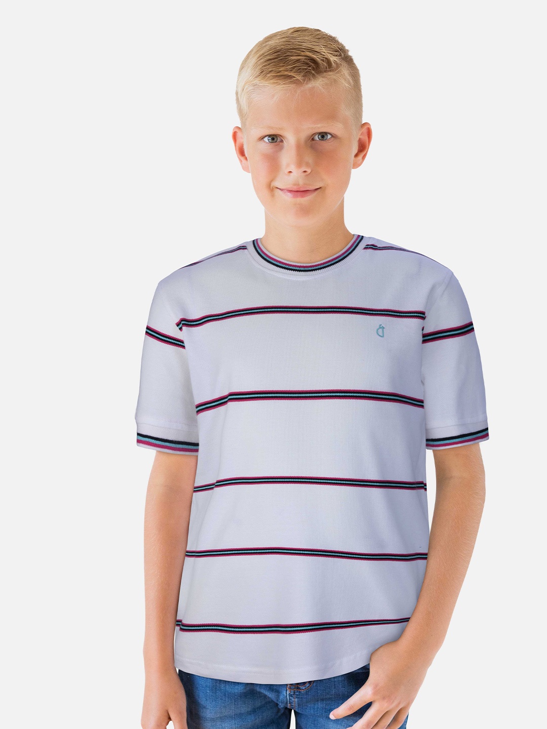 

Gini and Jony Boys White Striped T-shirt
