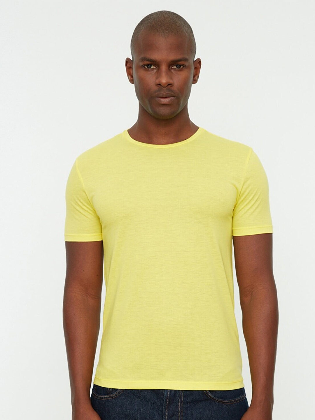 

Trendyol Men Yellow Solid Polyester T-shirt