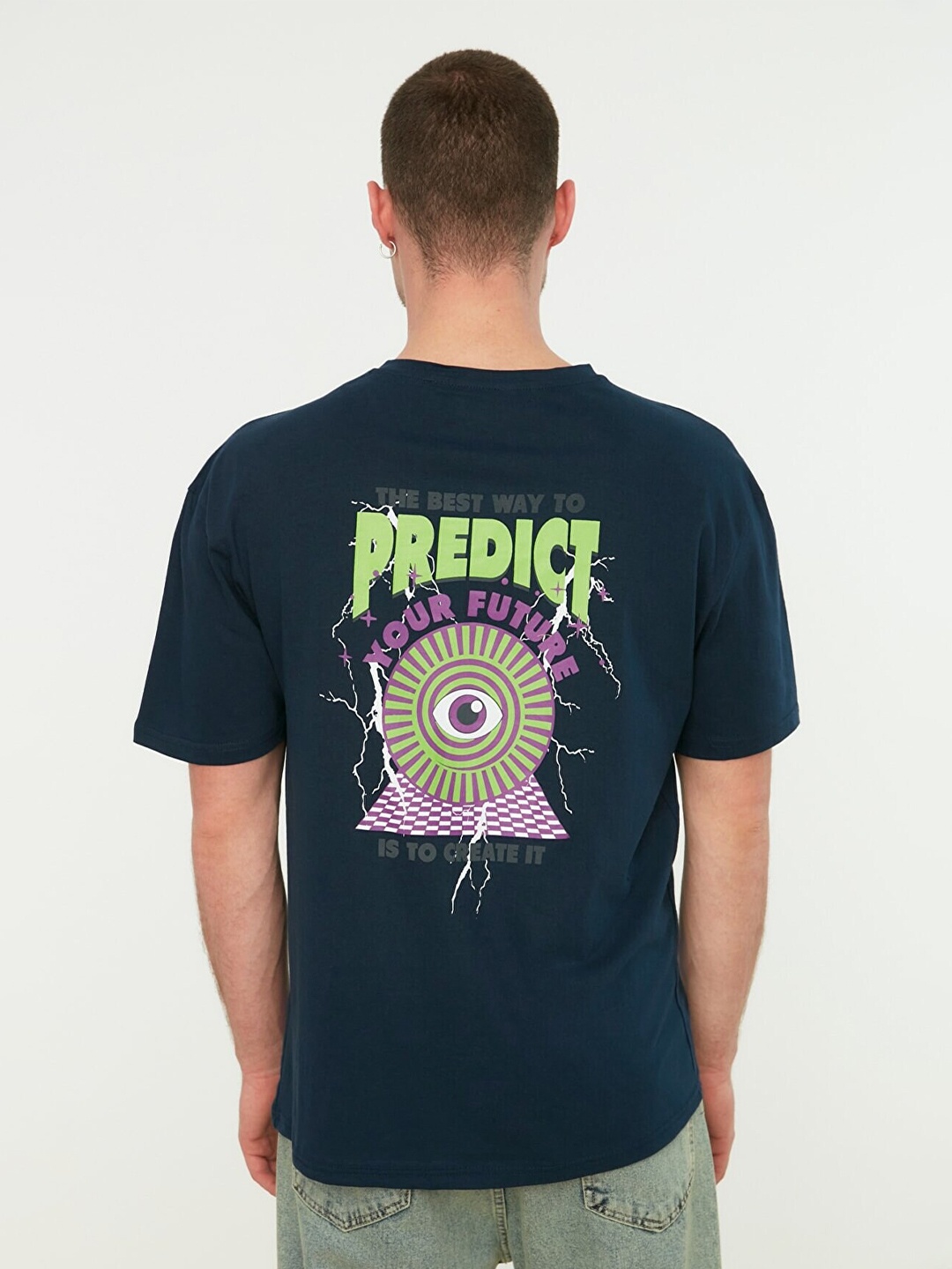 

Trendyol Men Blue Printed Cotton T-shirt