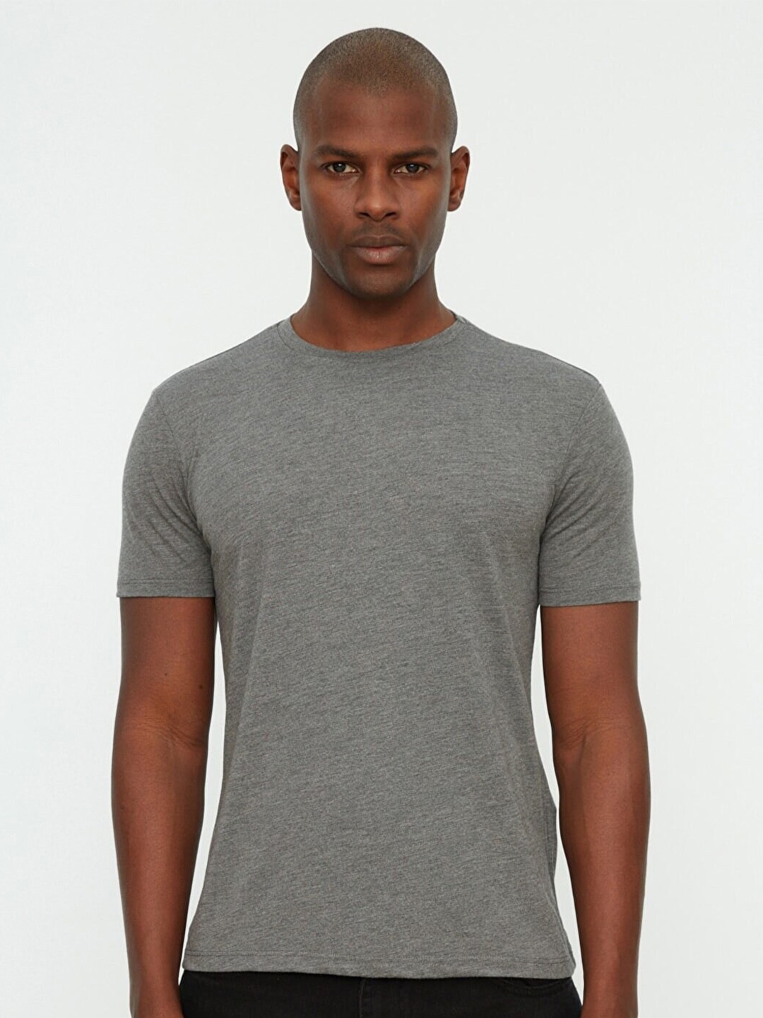 

Trendyol Men Charcoal Solid Regular Fit Polyester T-shirt