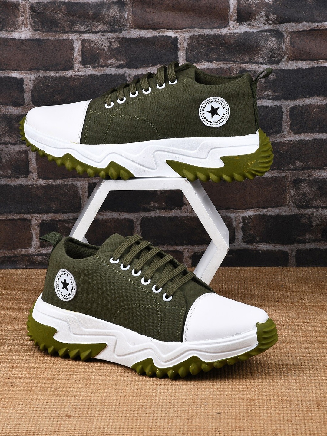 

Try Me Women Green Colourblocked High-Top Sneakers