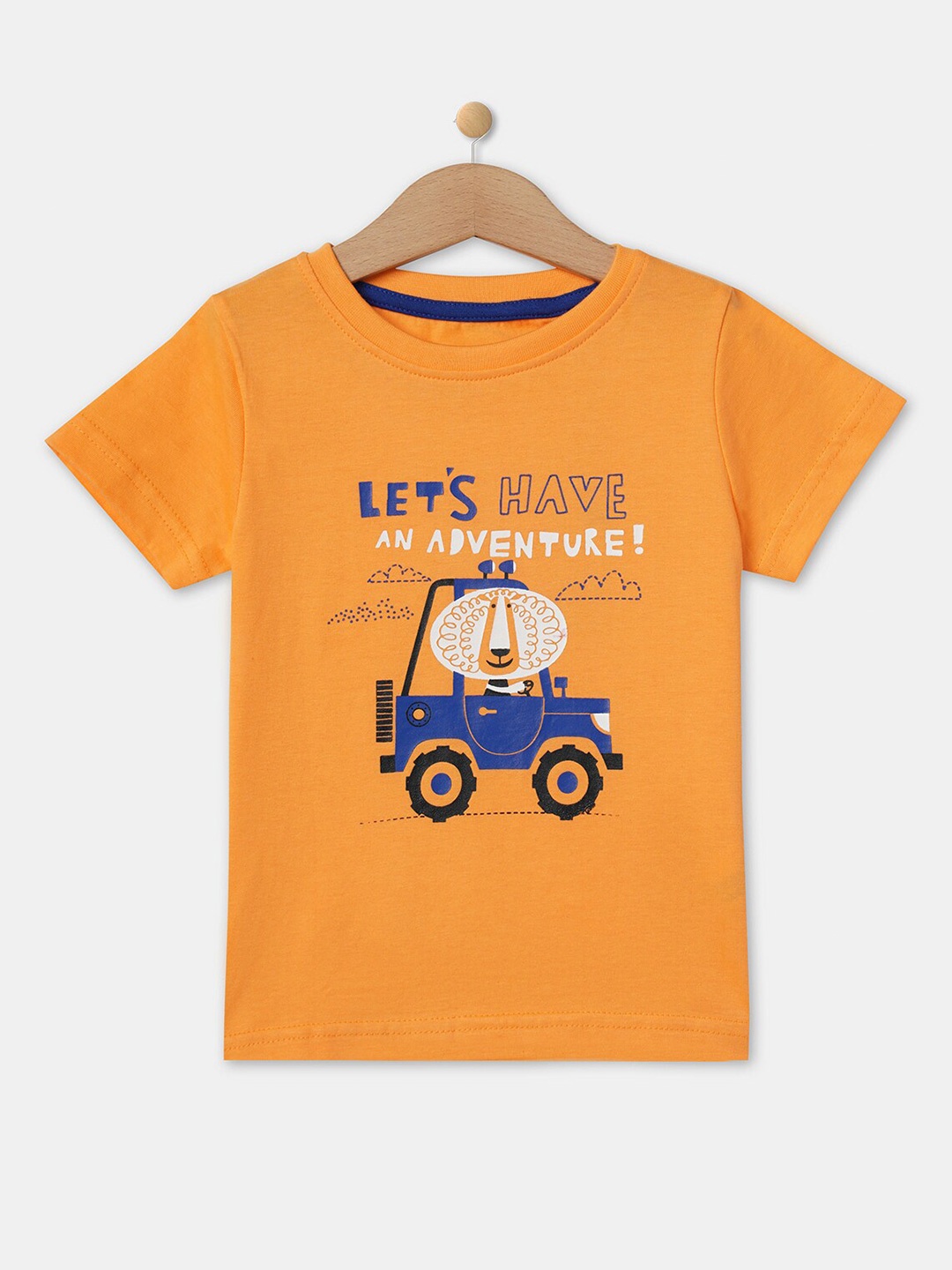 

R&B Boys Orange Printed Cotton T-shirt