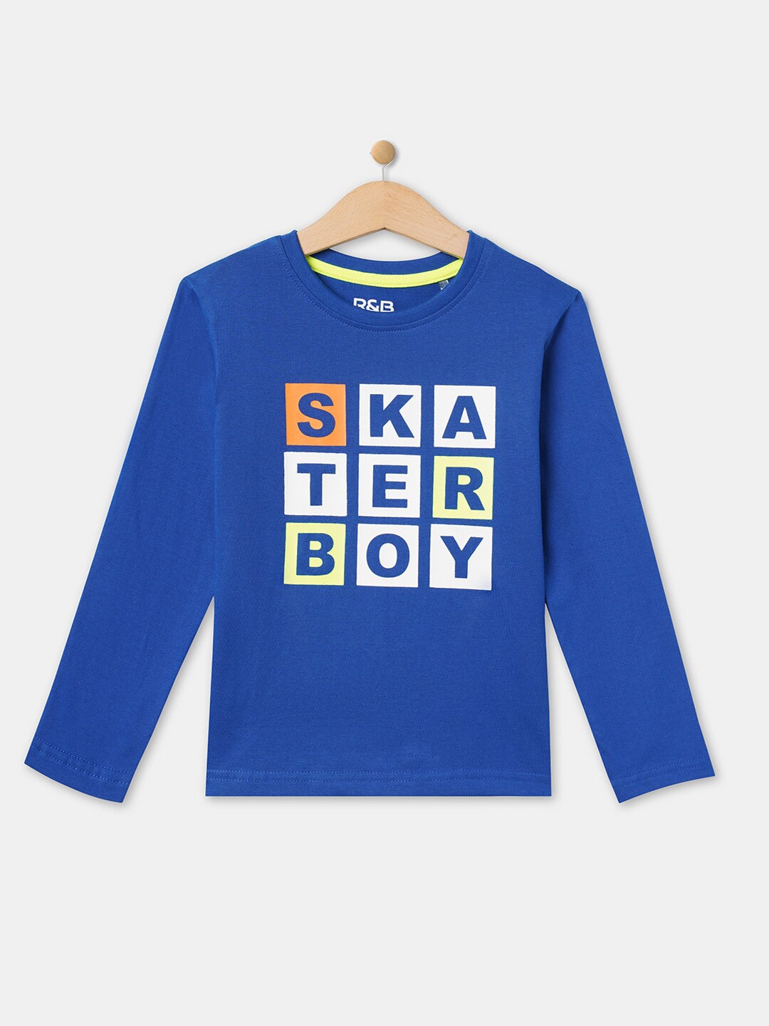 

R&B Boys Blue Typography Printed Cotton T-shirt