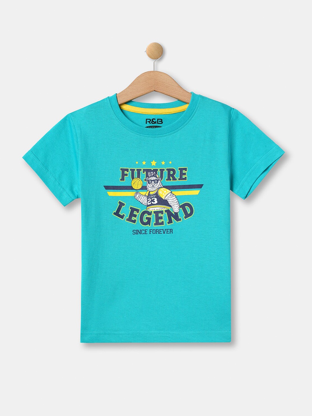 

R&B Boys Blue & Black Typography Printed T-shirt