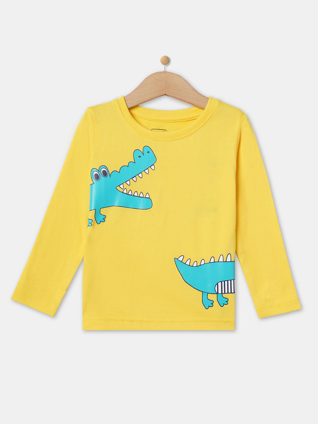 

R&B Boys Yellow Printed Cotton T-shirt