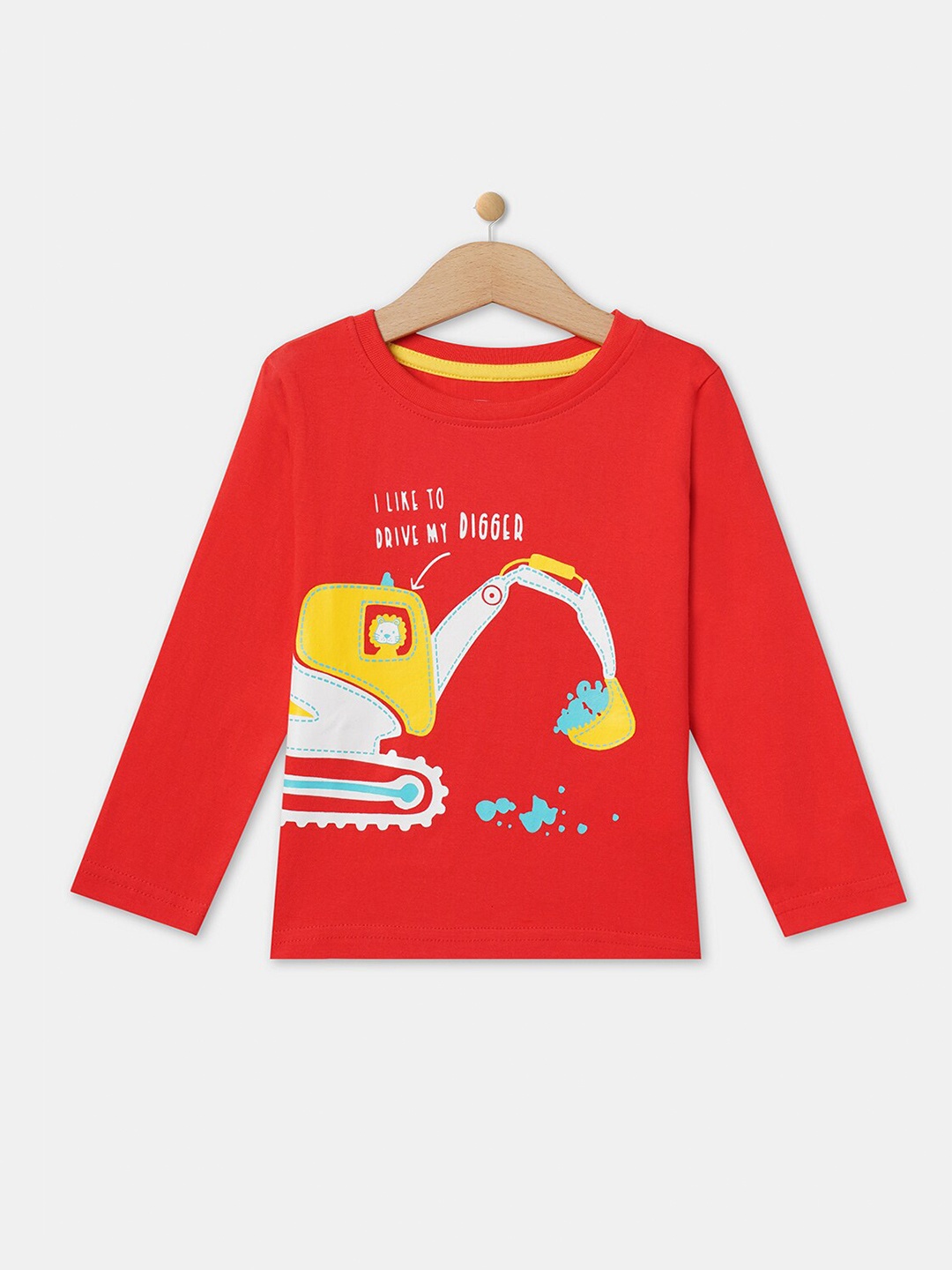 

R&B Boys Red Typography Printed Cotton T-shirt