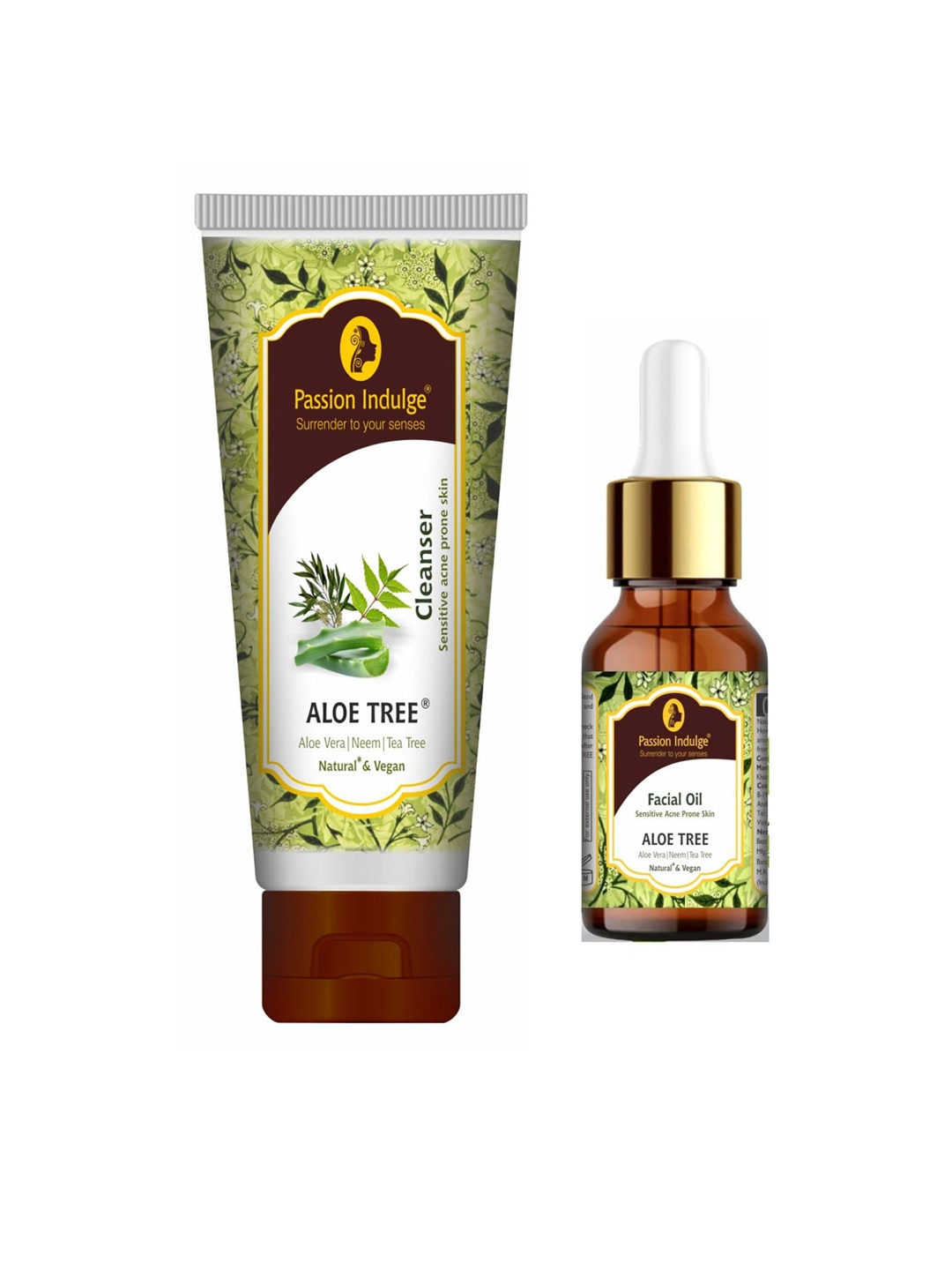

Passion Indulge Aloe Tree Cleanser 100ml & Aloe Tree Facial Oil 10ml, Off white
