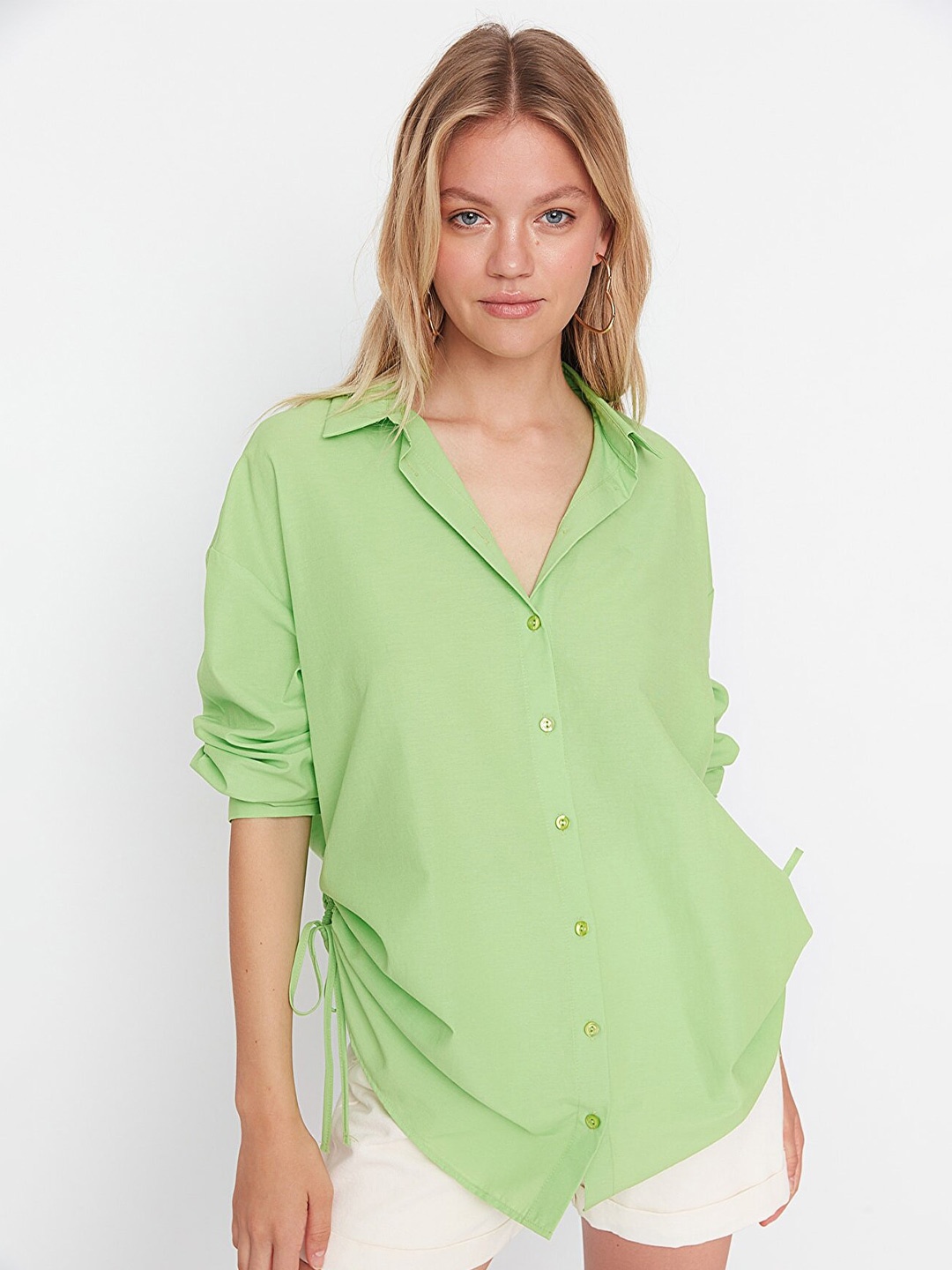 

Trendyol Women Green Solid Casual Shirt