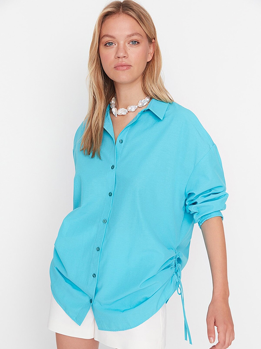 

Trendyol Women Turquoise Blue Casual Shirt