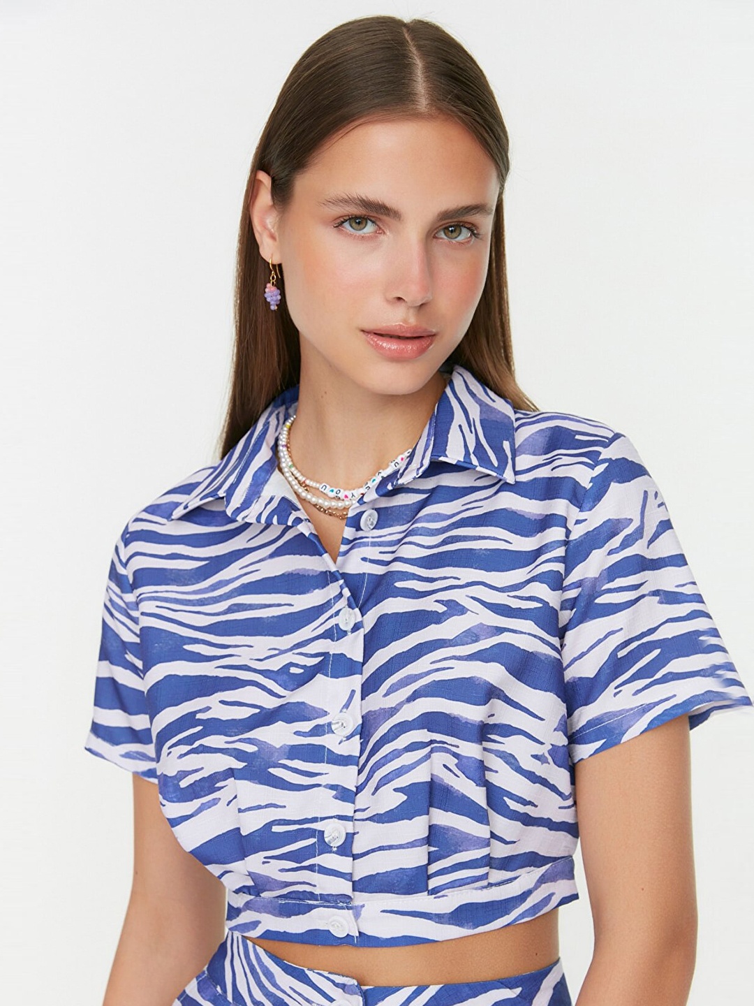 

Trendyol Women Blue Printed Casual Shirt