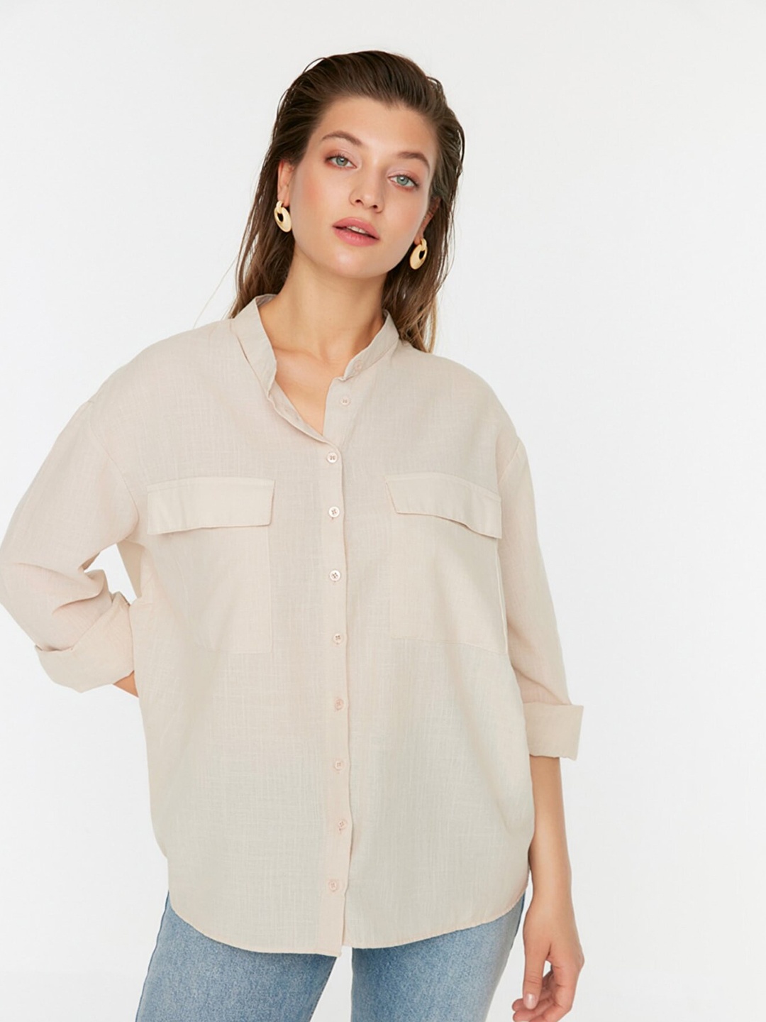 

Trendyol Women Beige Casual Shirt