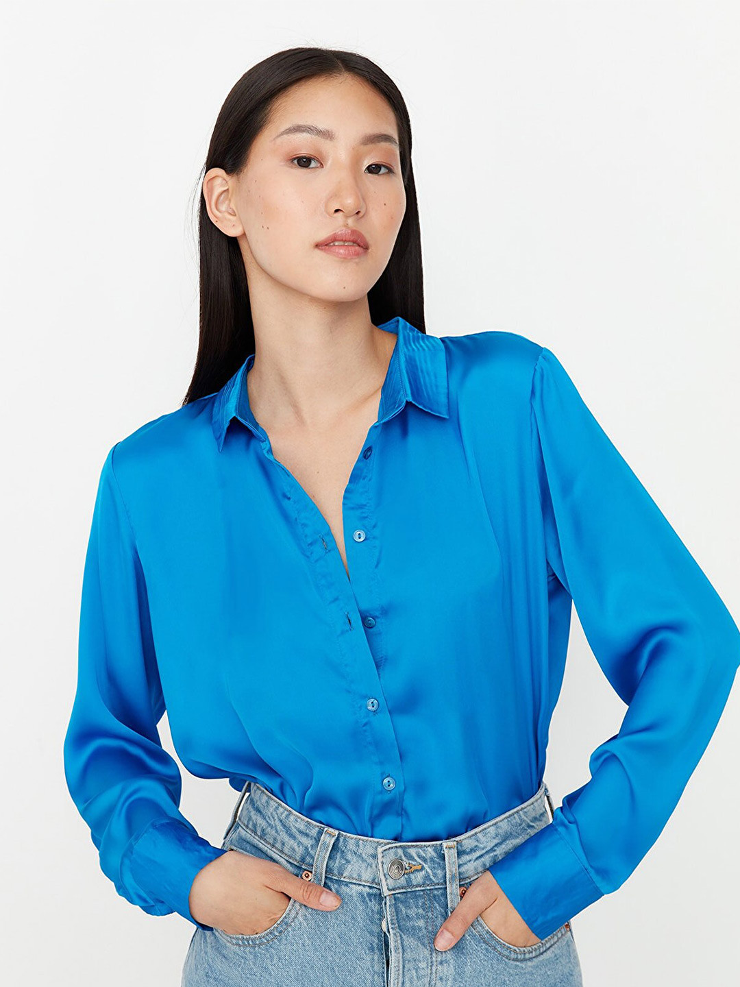 

Trendyol Women Blue Casual Shirt