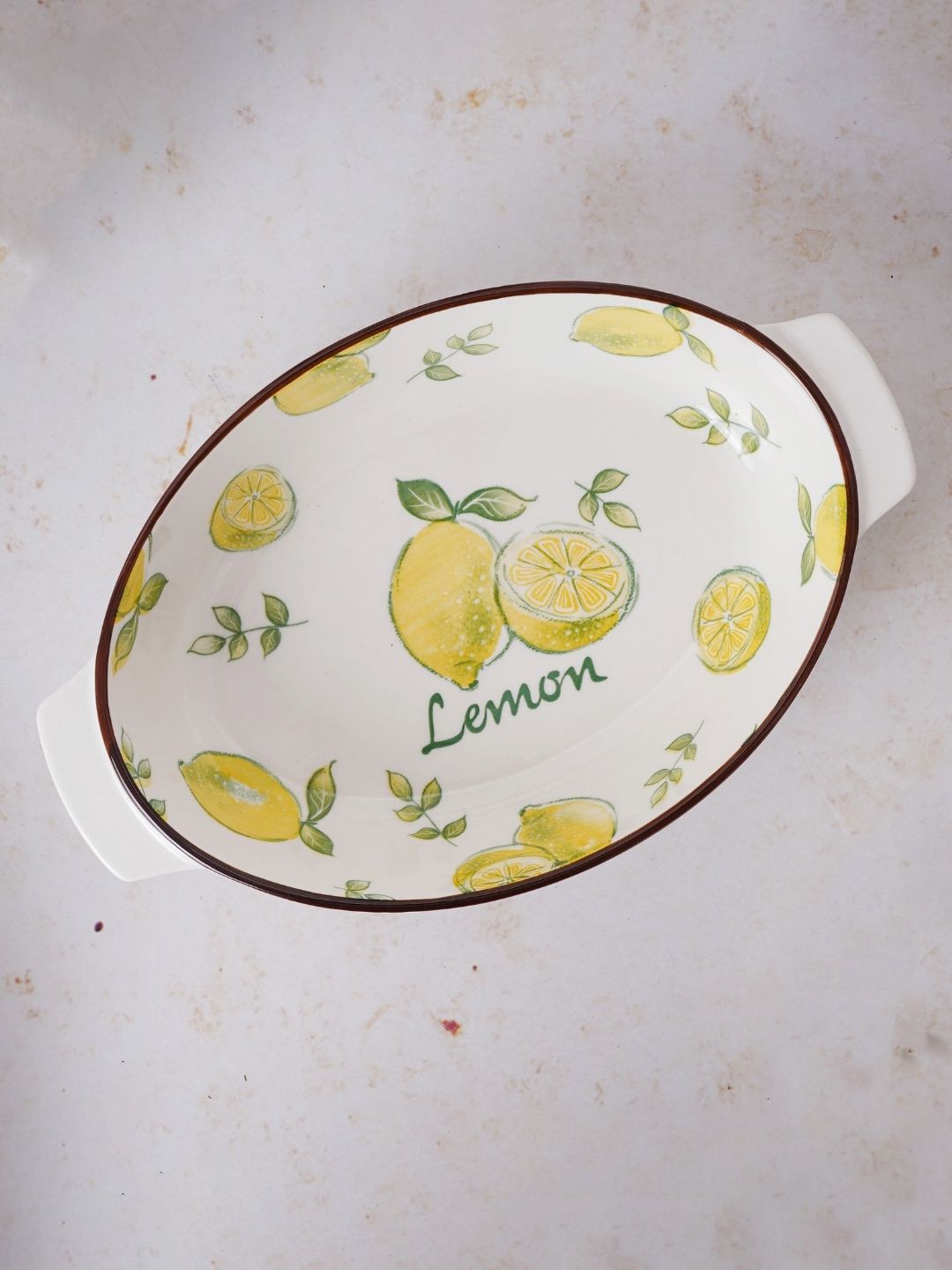 

Nestasia White & Yellow Lemon Printed Baking Dish