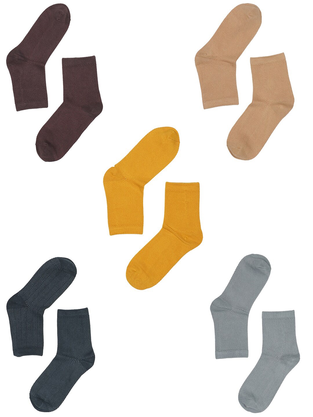 

TOFFCRAFT Men Pack Of 5 Solid Cotton Above Ankle-Length Socks, Yellow