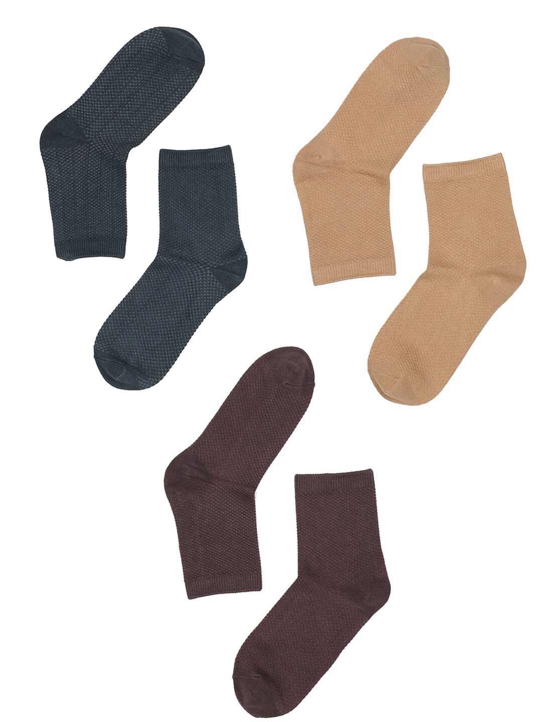 

TOFFCRAFT Men Pack Of 3 Solid Cotton Above Ankle-Length Socks, Grey