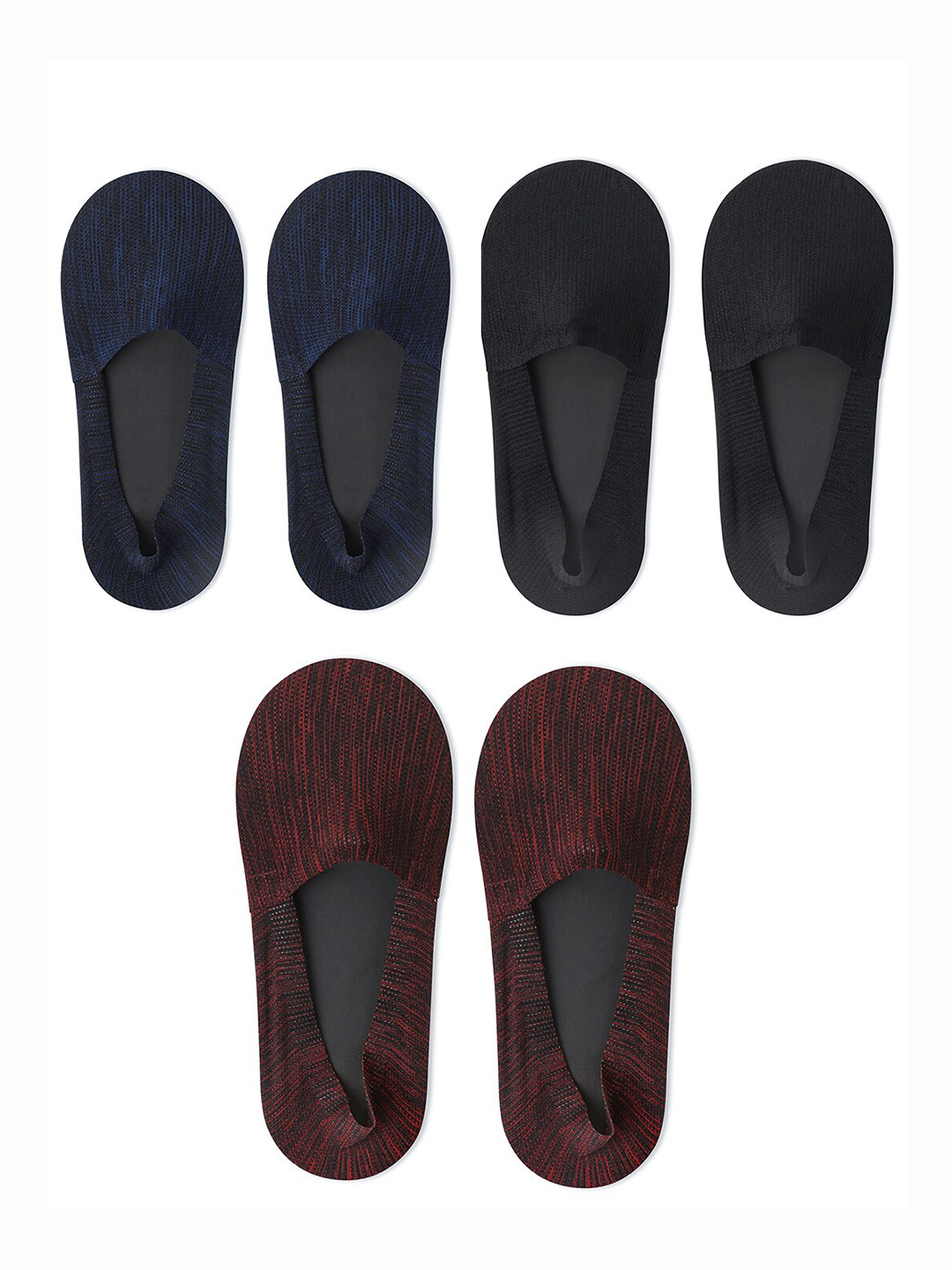 

TOFFCRAFT Men Pack Of 3 Solid Shoe Liners, Maroon