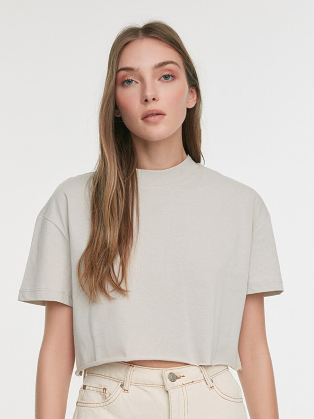 

Trendyol Women Pack Of 2 Green & Grey Drop-Shoulder Sleeves Pure Cotton T-shirts