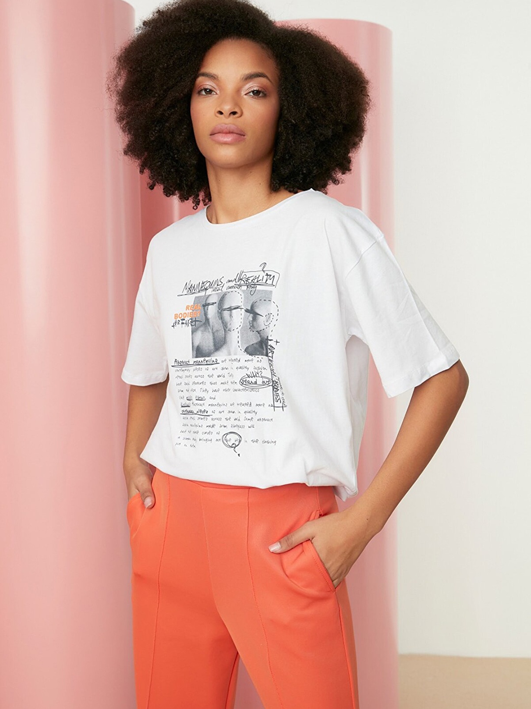 

Trendyol Women White Printed T-shirt