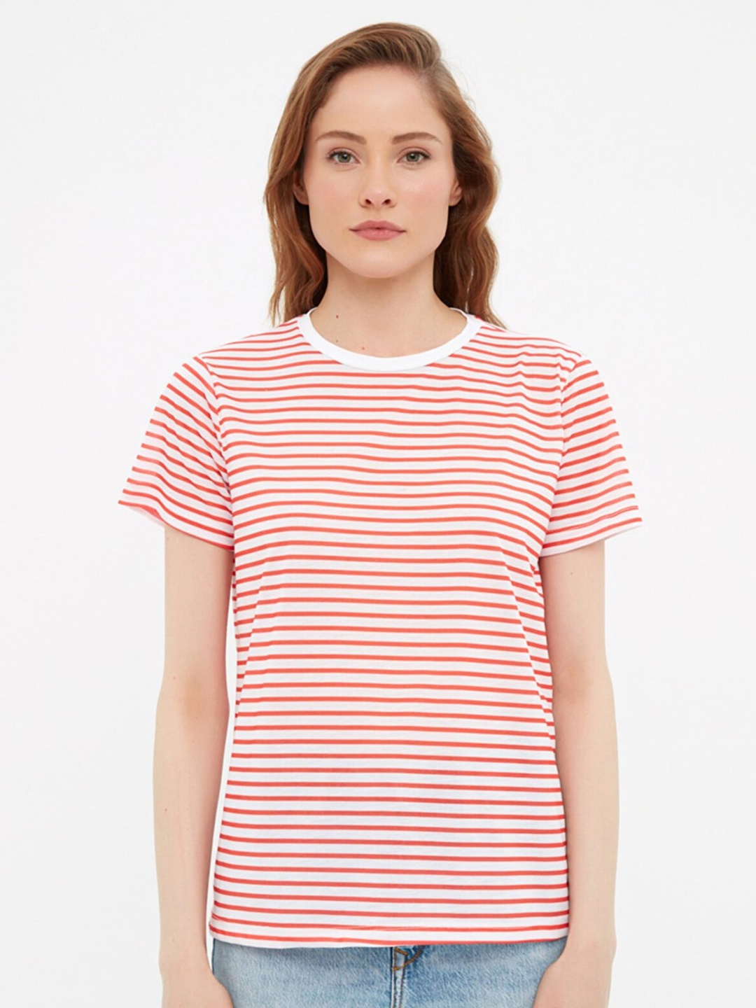 

Trendyol Women Red Striped T-shirt