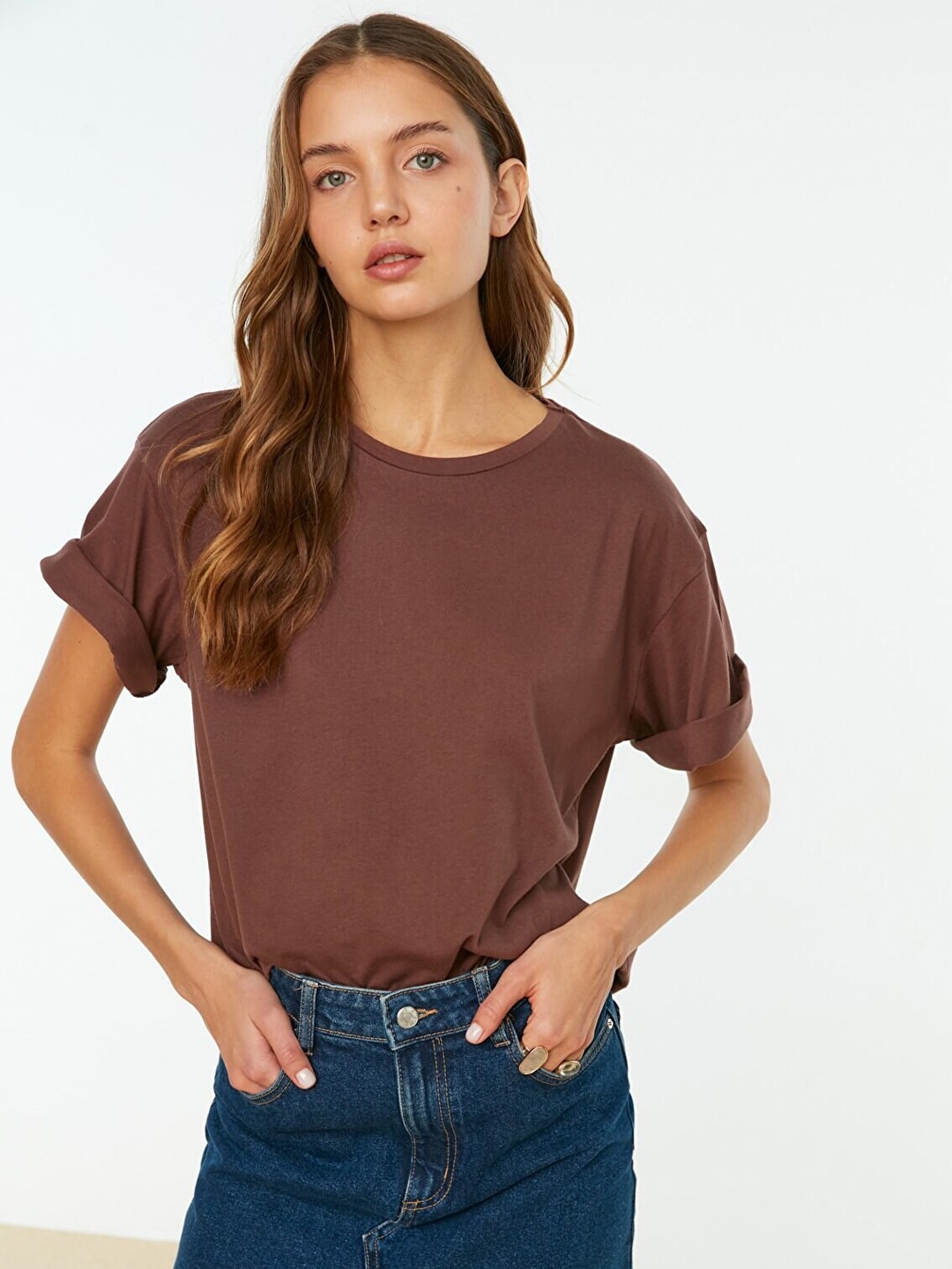 

Trendyol Women Solid T-shirt, Brown