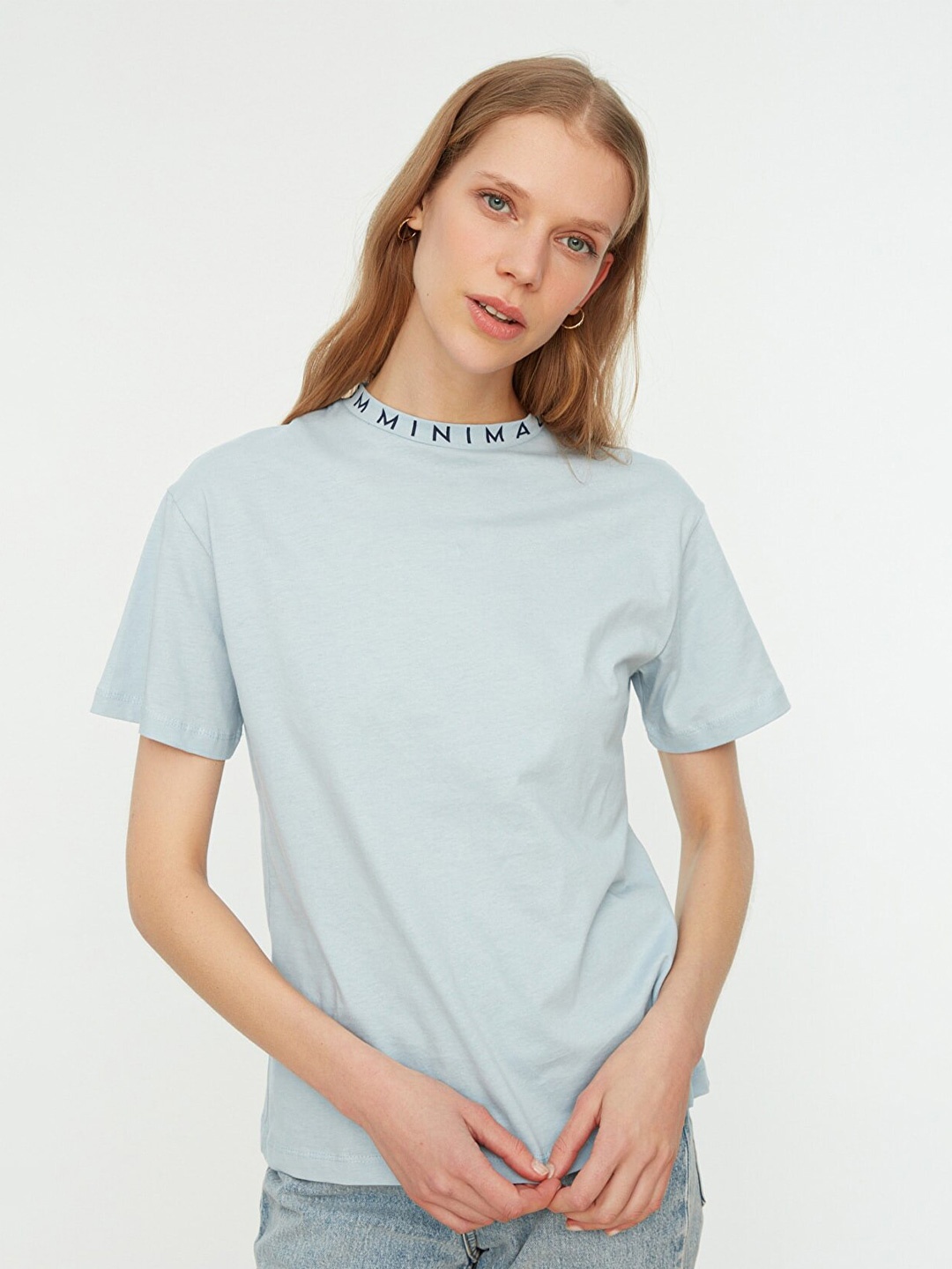 

Trendyol Women Blue Pure Cotton T-shirt
