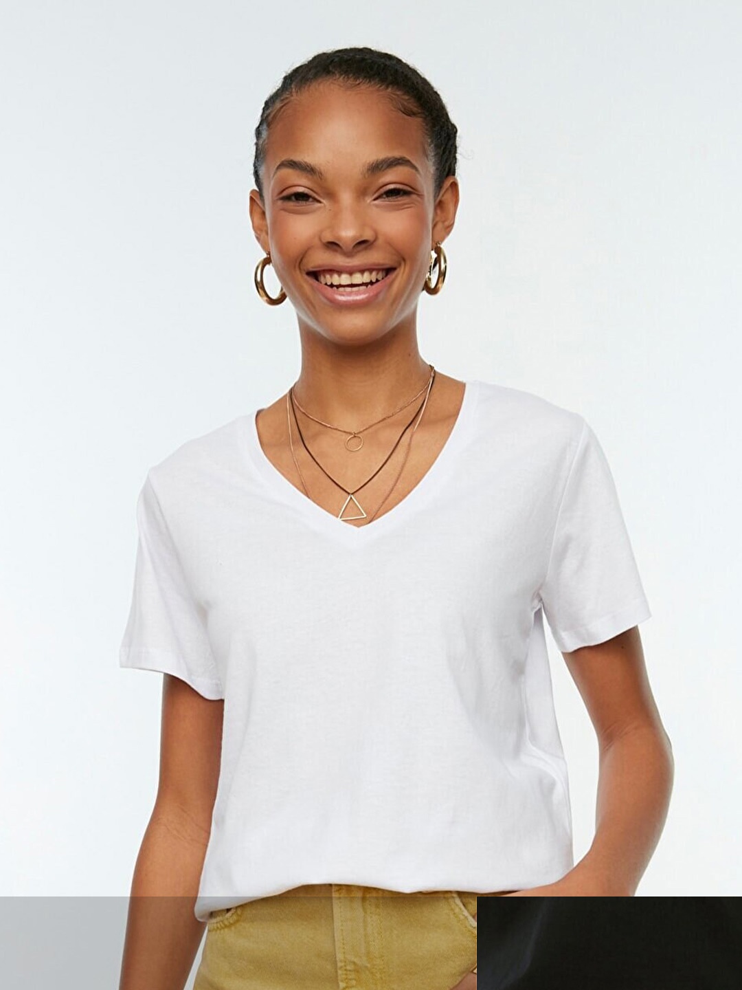

Trendyol Women Multicoloured V-Neck T-shirt, Multi