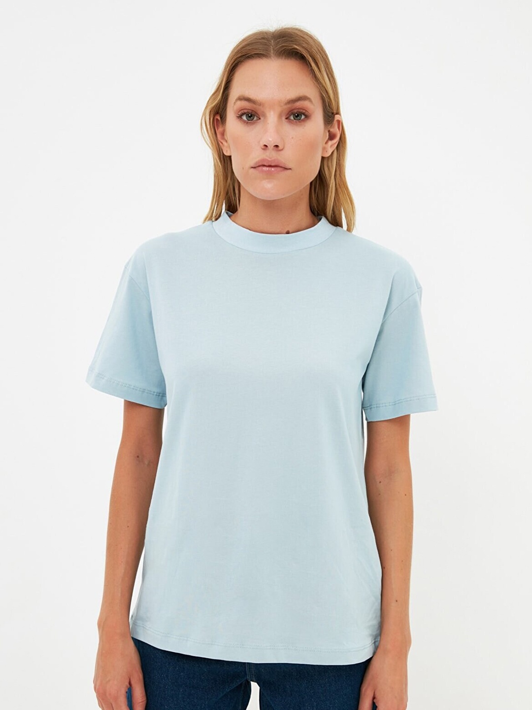 

Trendyol Women Blue Solid T-shirt
