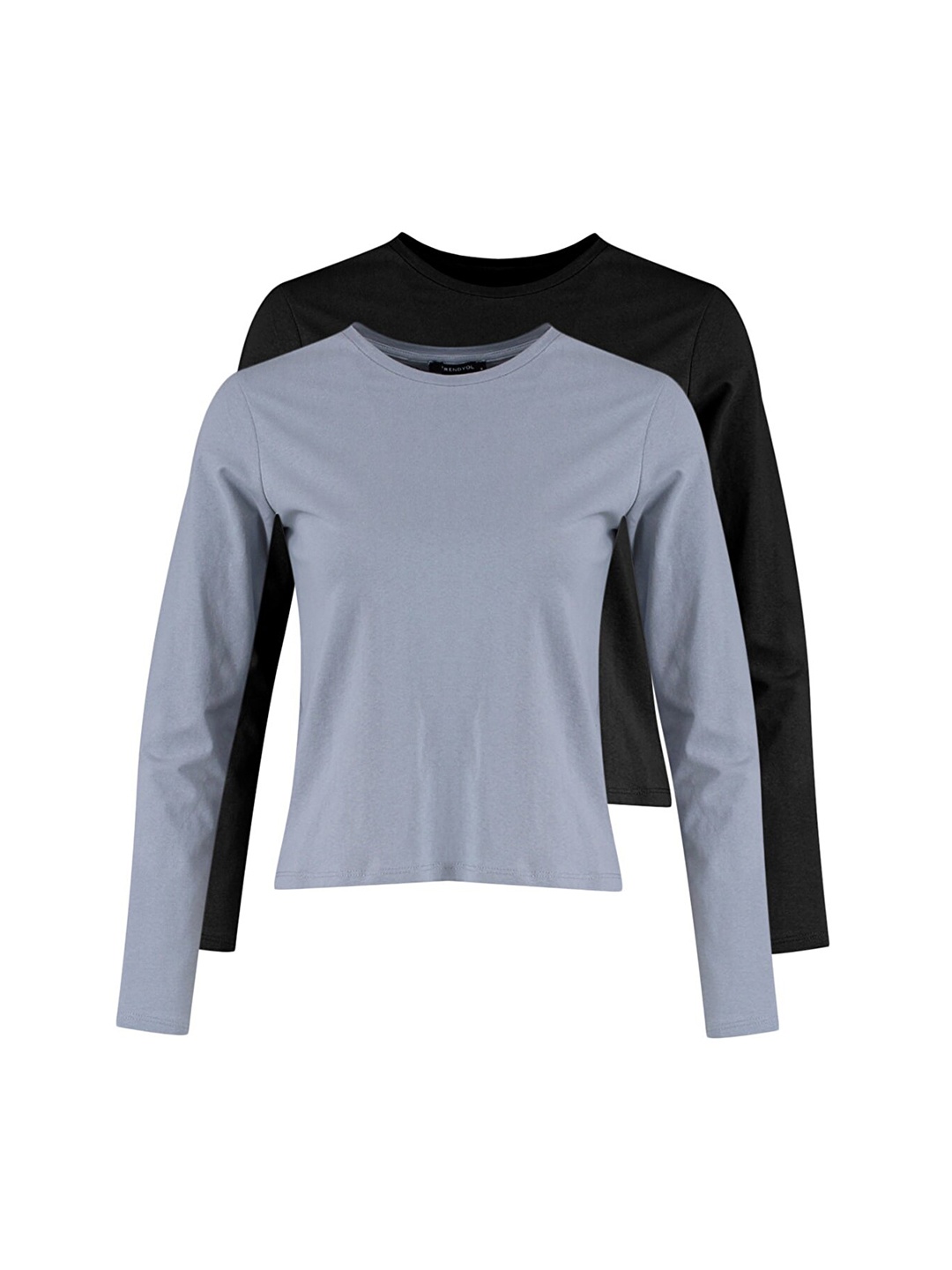 

Trendyol Women Grey & Black Pack of 2 Cotton Solid T-shirt